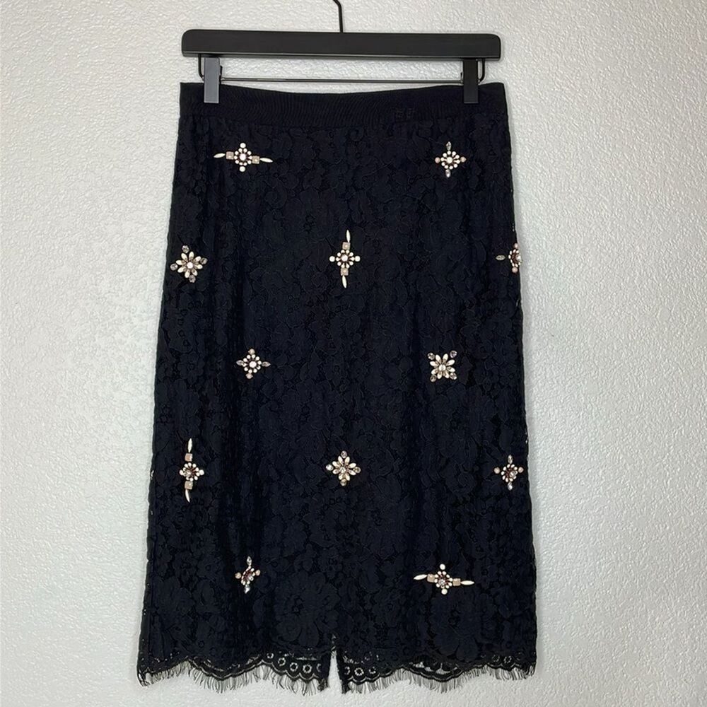 Joie Ortally Black Lace Jeweled Skirt NWT Size 8